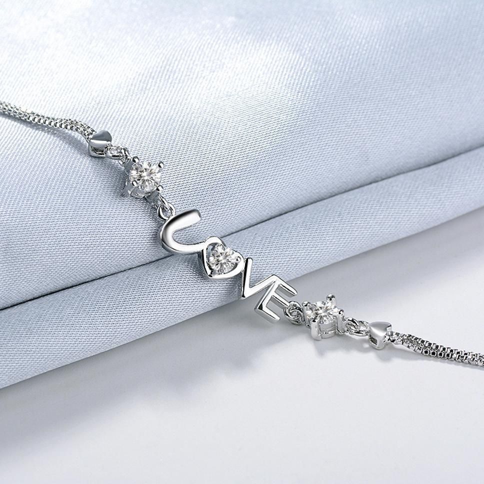 MYKI Love Purple Crystal Bracelet (MKBRAD347S-WHITE)