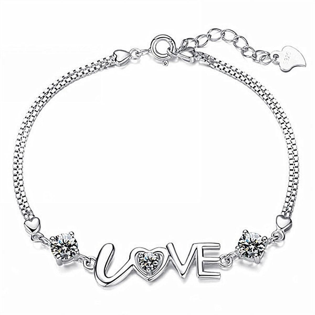 MYKI Love Purple Crystal Bracelet (MKBRAD347S-WHITE)