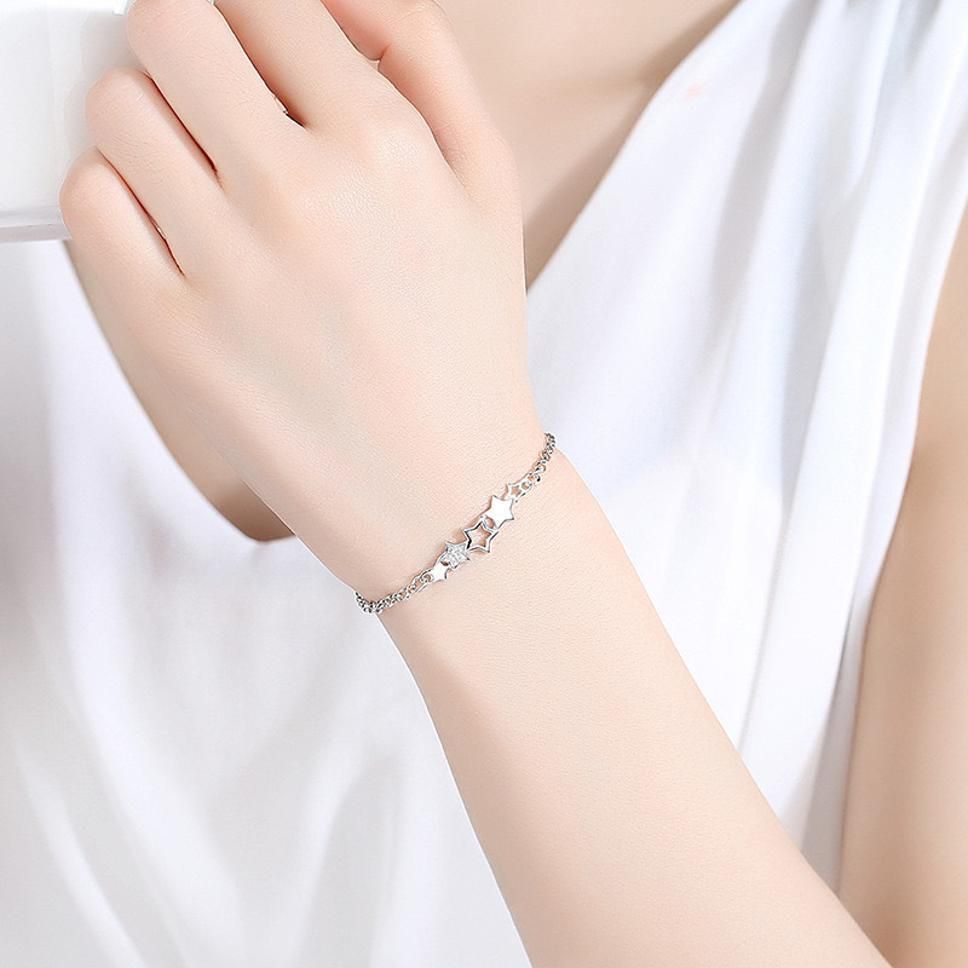 MYKI Dazzling Double Star Cubic Zircon Bracelet (MKBRAD348)