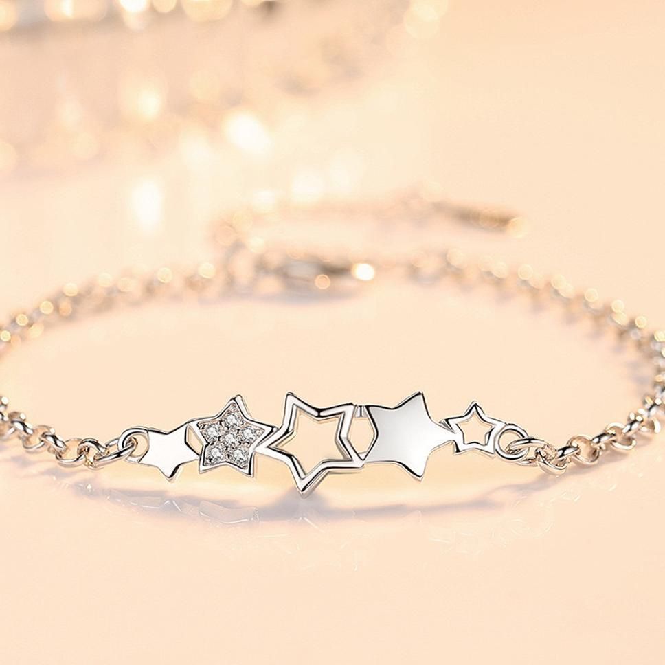MYKI Dazzling Double Star Cubic Zircon Bracelet (MKBRAD348)