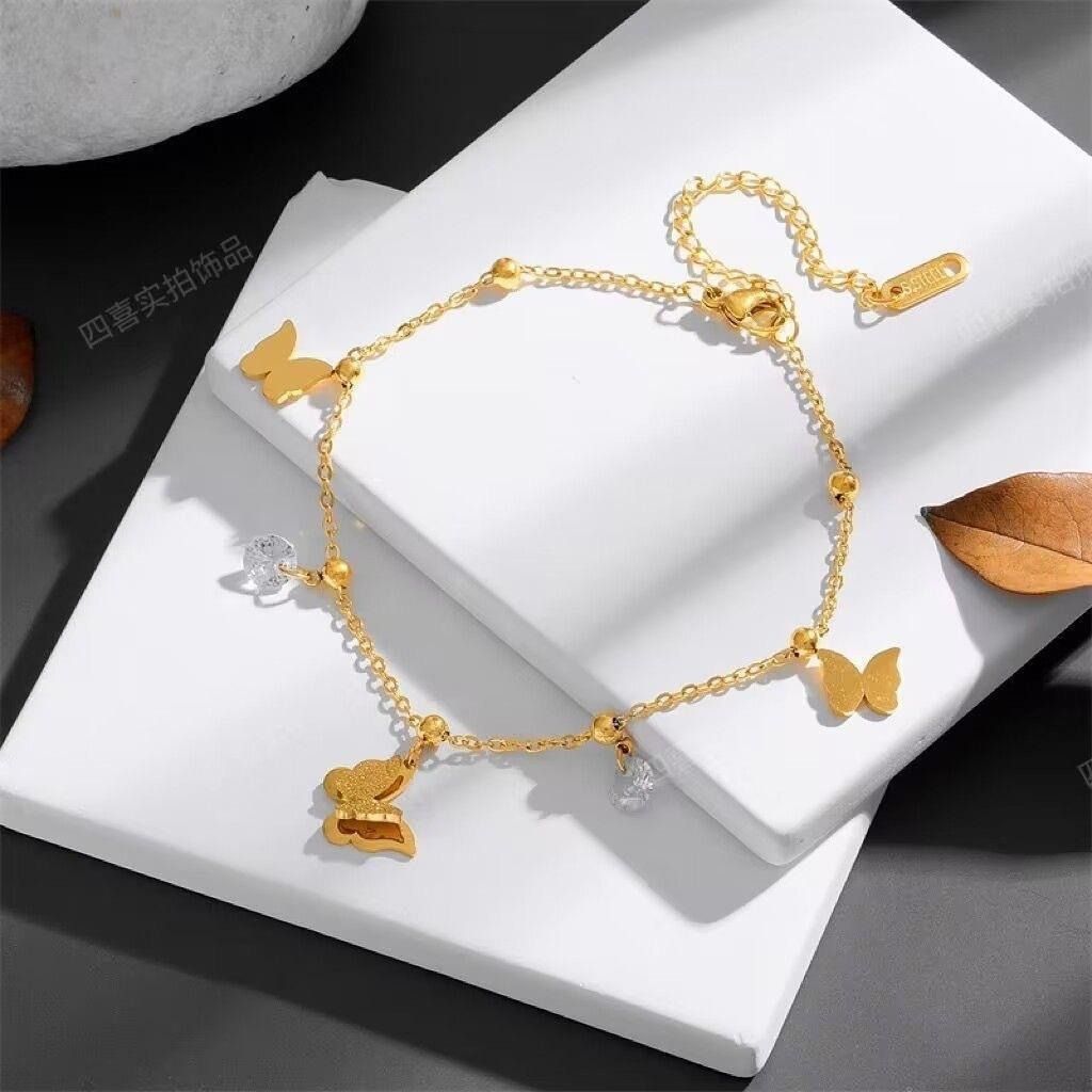 MYKI Charming Butterfly Diamond Charm Bracelet (MKBRAD460G)