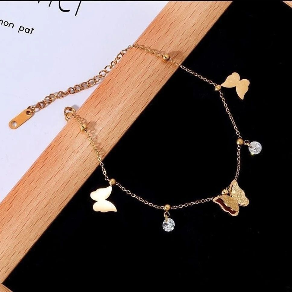 MYKI Charming Butterfly Diamond Charm Bracelet (MKBRAD460G)