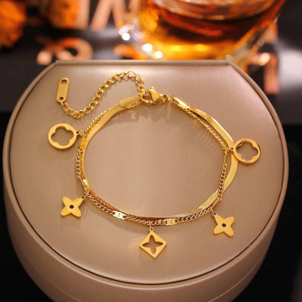 MYKI Sizzling Star Charm Bracelet For Womens & Girls (MKBRAD476G)