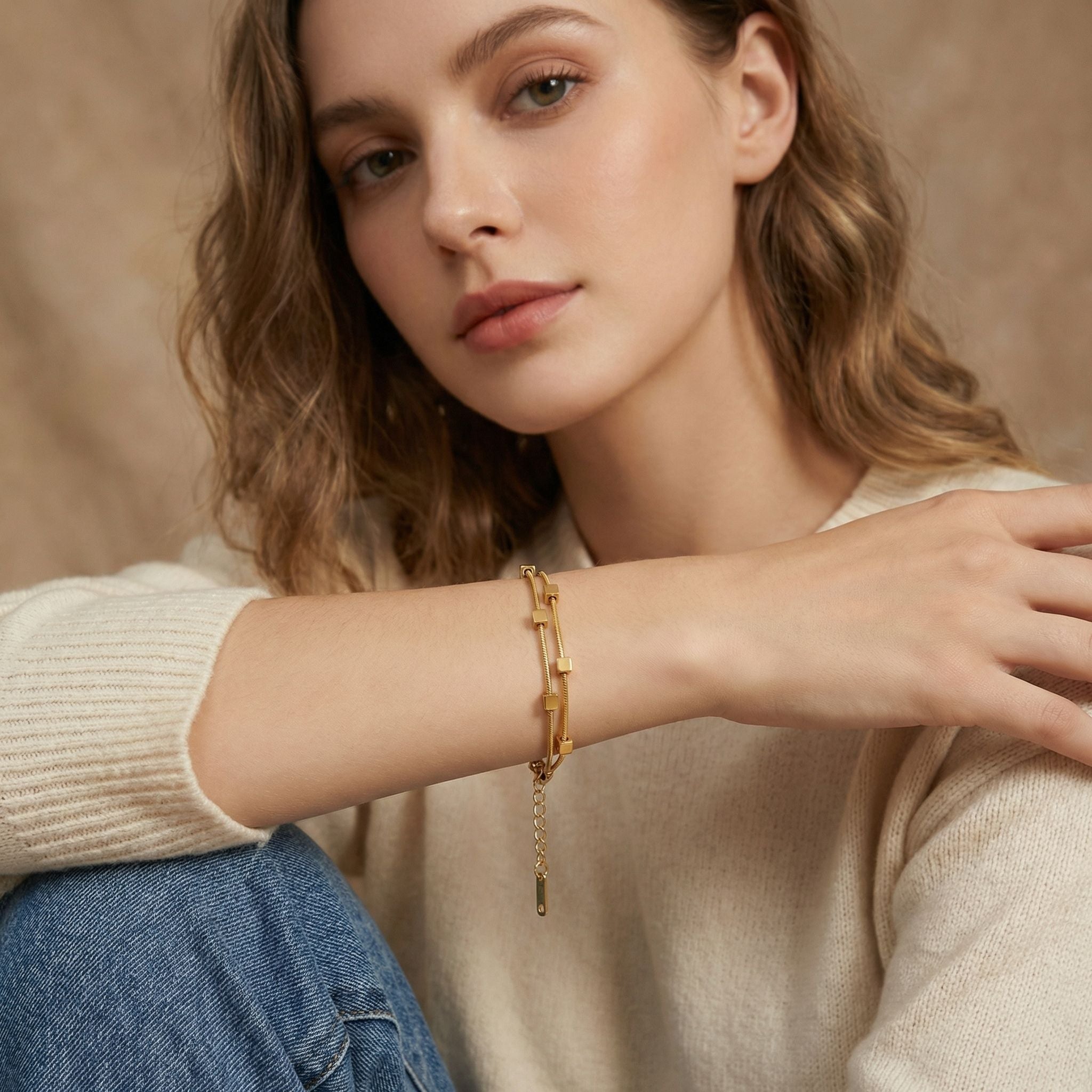 MYKI Cute Cube Charm Bracelet (MKBRAD481G)