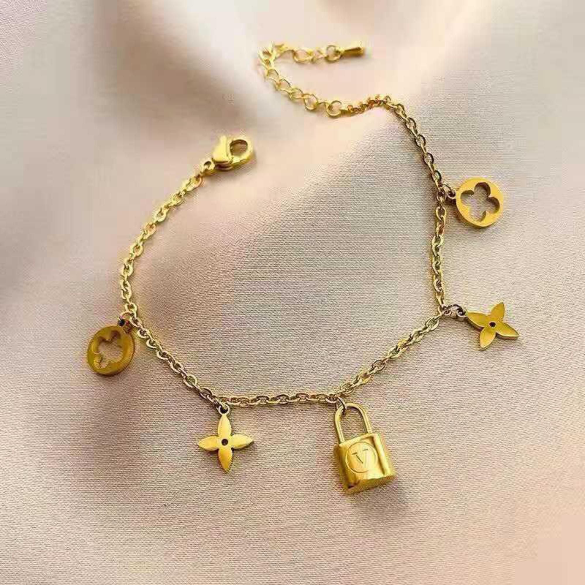 MYKI Cute Flower & Lock Charm Bracelet (MKBRAD495G)
