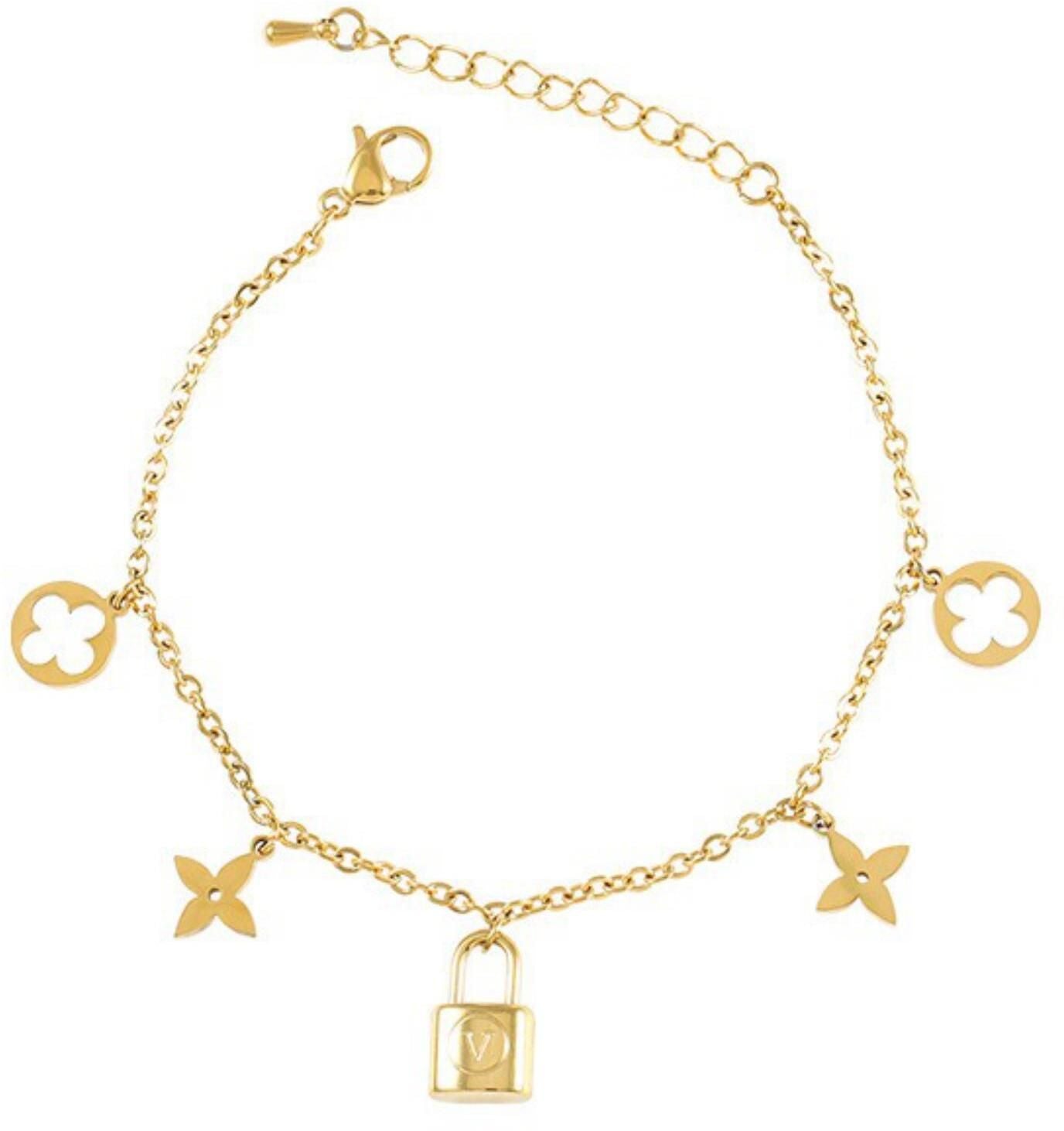 MYKI Cute Flower & Lock Charm Bracelet (MKBRAD495G)