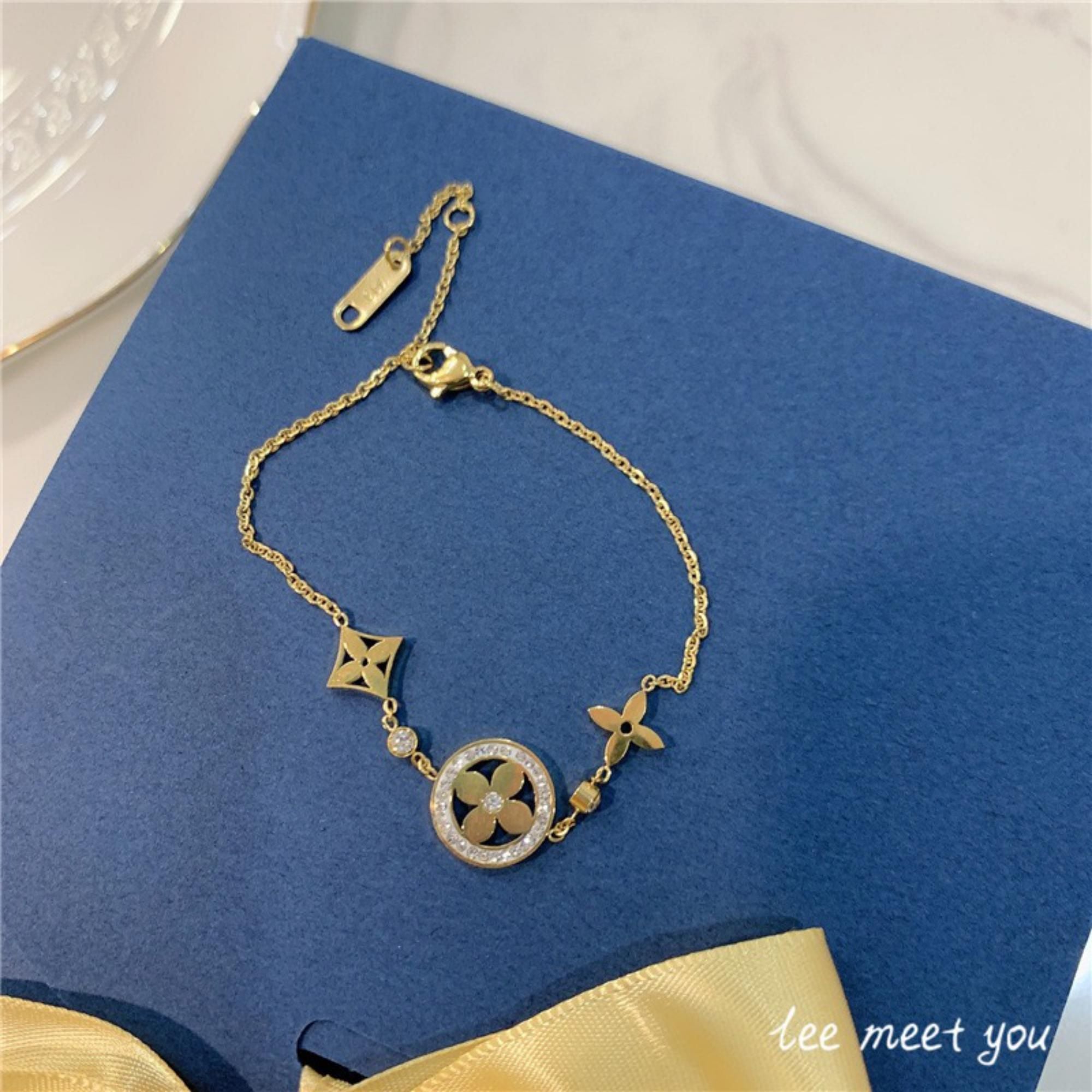 MYKI Sweet Floral Diamond Charm Bracelet (MKBRAD496G)