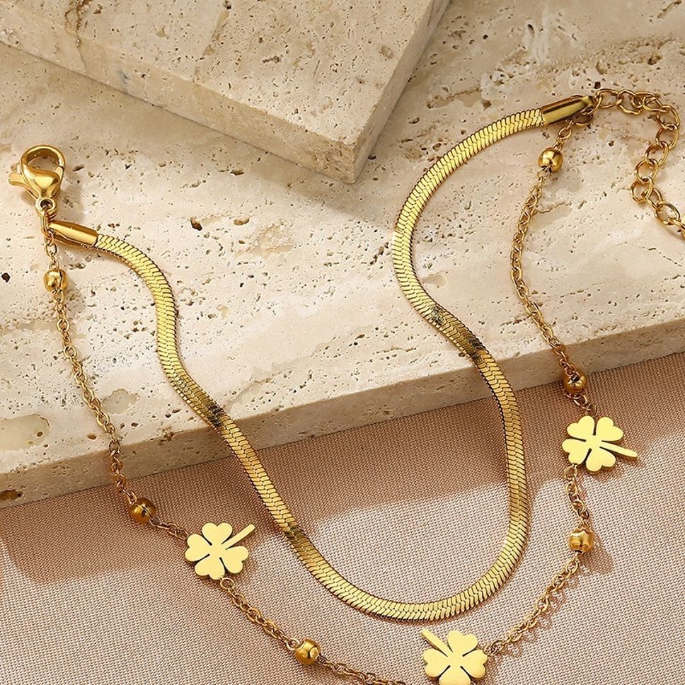 MYKI Sizzling Multistrand Leaf Charm Bracelet (MKBRAD498G)