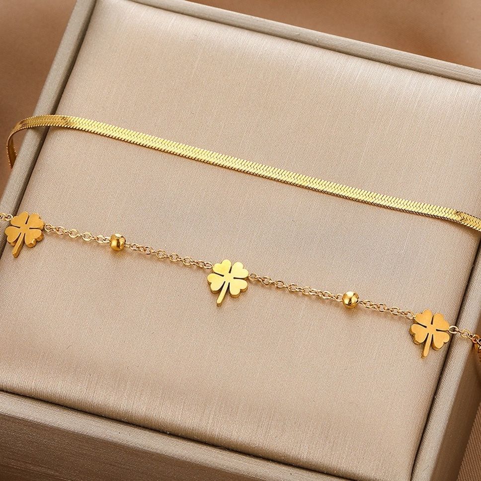 MYKI Sizzling Multistrand Leaf Charm Bracelet (MKBRAD498G)