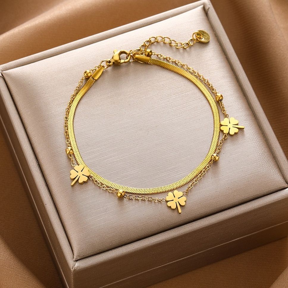MYKI Sizzling Multistrand Leaf Charm Bracelet (MKBRAD498G)
