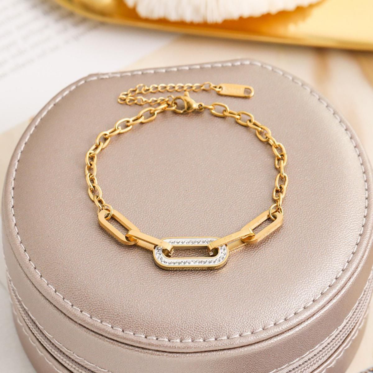 MYKI Sizzling Interlock Diamond Fashionable Bracelet  (MKBRAD503G)