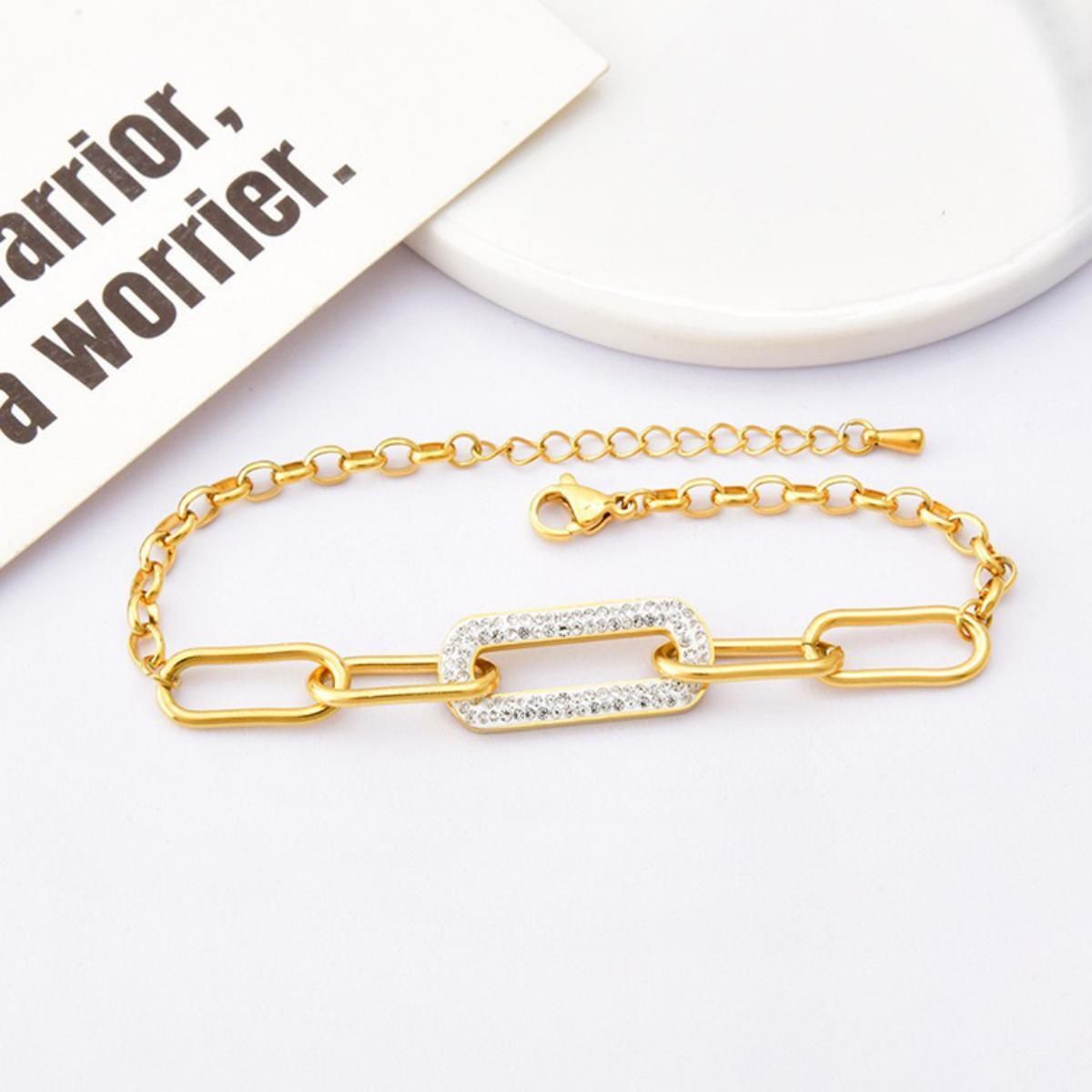 MYKI Sizzling Interlock Diamond Fashionable Bracelet  (MKBRAD503G)