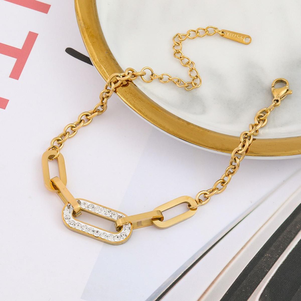 MYKI Sizzling Interlock Diamond Fashionable Bracelet  (MKBRAD503G)