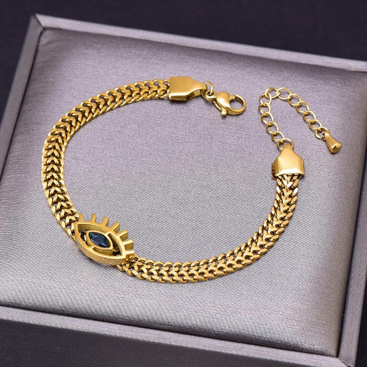 MYKI Sizzling Evil Eye Diamond Fashionable Bracelet  (MKBRAD504G)