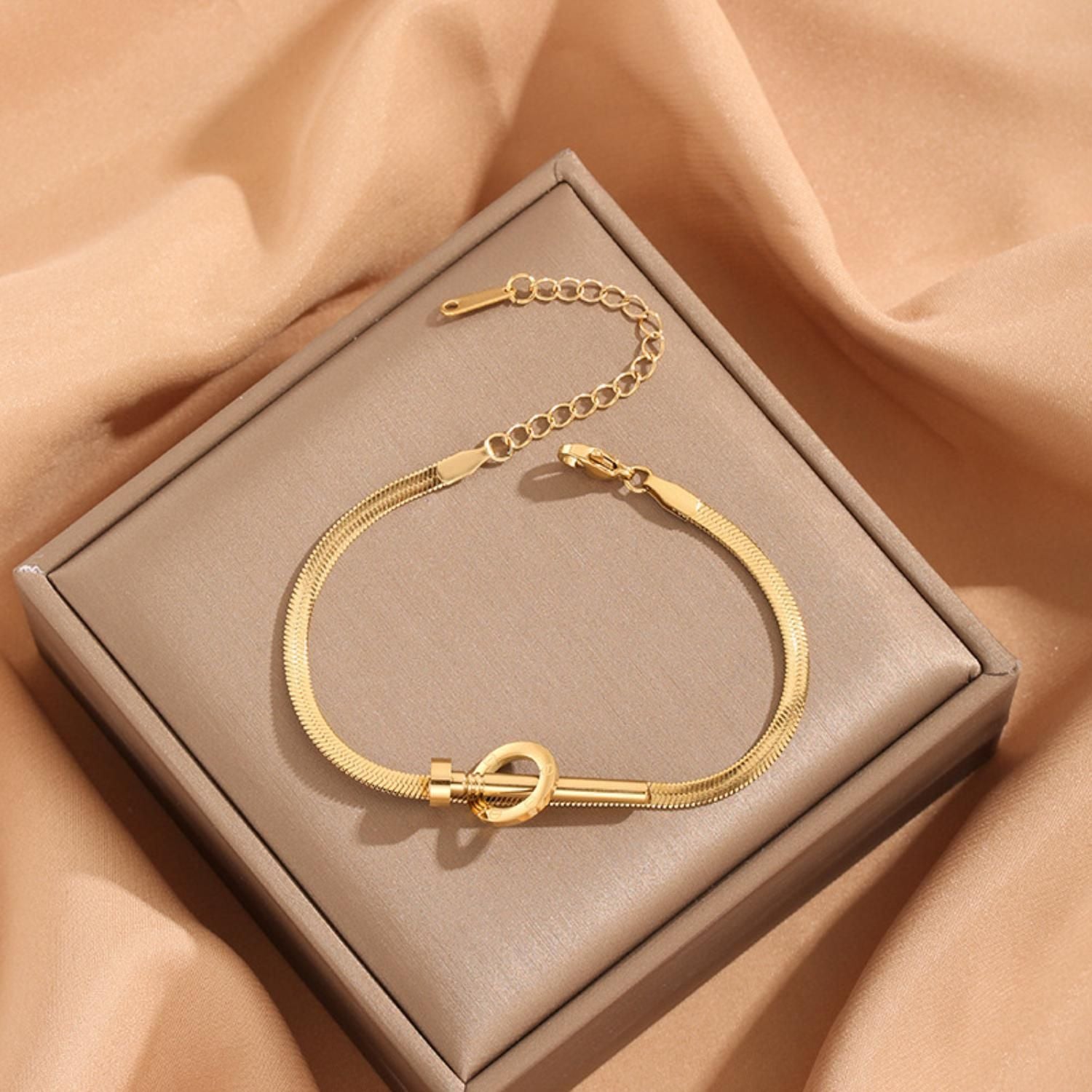 MYKI Elegant Inter-Cross Nail Charm Bracelet  (MKBRAD507G)