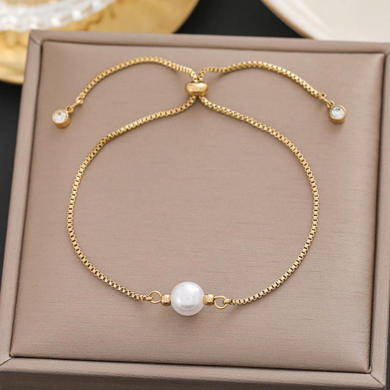 MYKI Elegant Pearl Charm Bracelet  (MKBRAD510G)