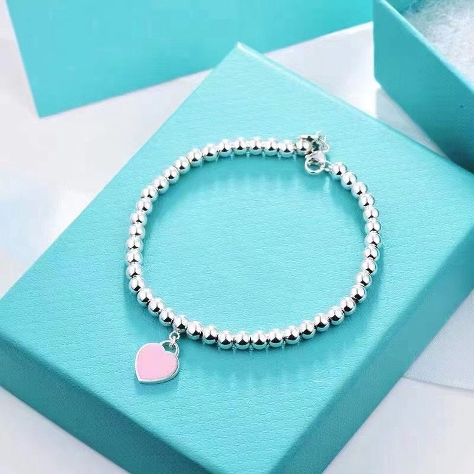 MYKI Elegant Silver Beaded Bracelet Heart Charm (MKBRAD545)