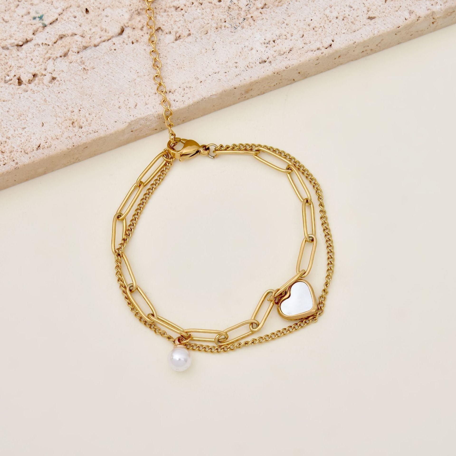 MYKI Multilayered Heart Bracelet  (MKBRAD577-CSS)