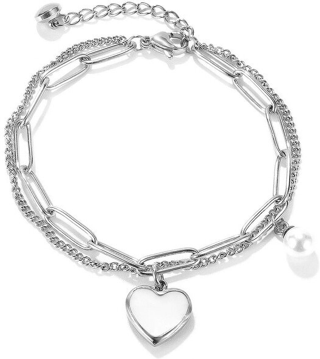MYKI Multilayered Heart Bracelet  (MKBRAD577-CSS)