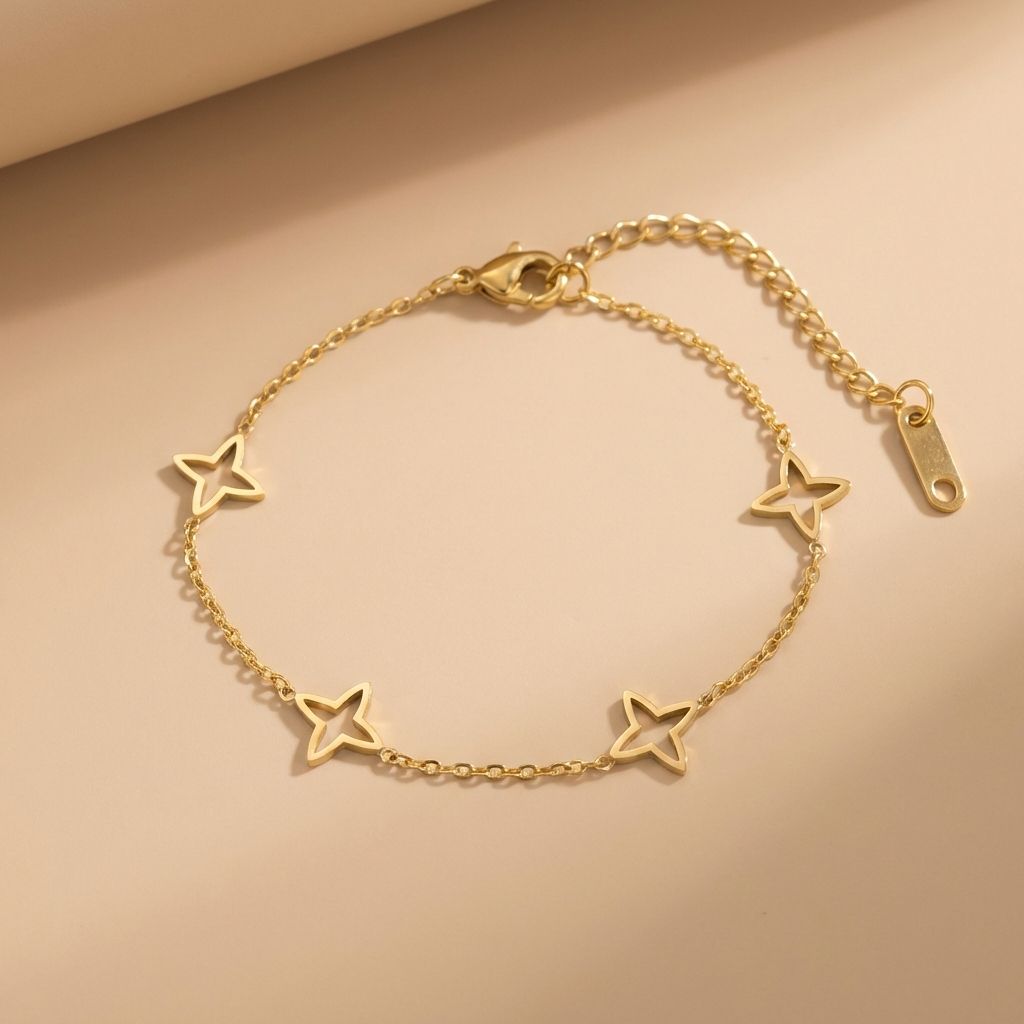 MYKI Gold Plated Star Charm Bracelet | Anti Tarnish | (MKBRAD642G-CSS)