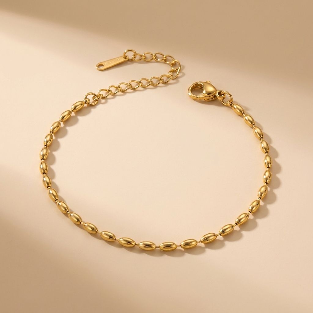 MYKI Gold Plated Oval Bead Chain Bracelet (MKBRAD644G-CSS)