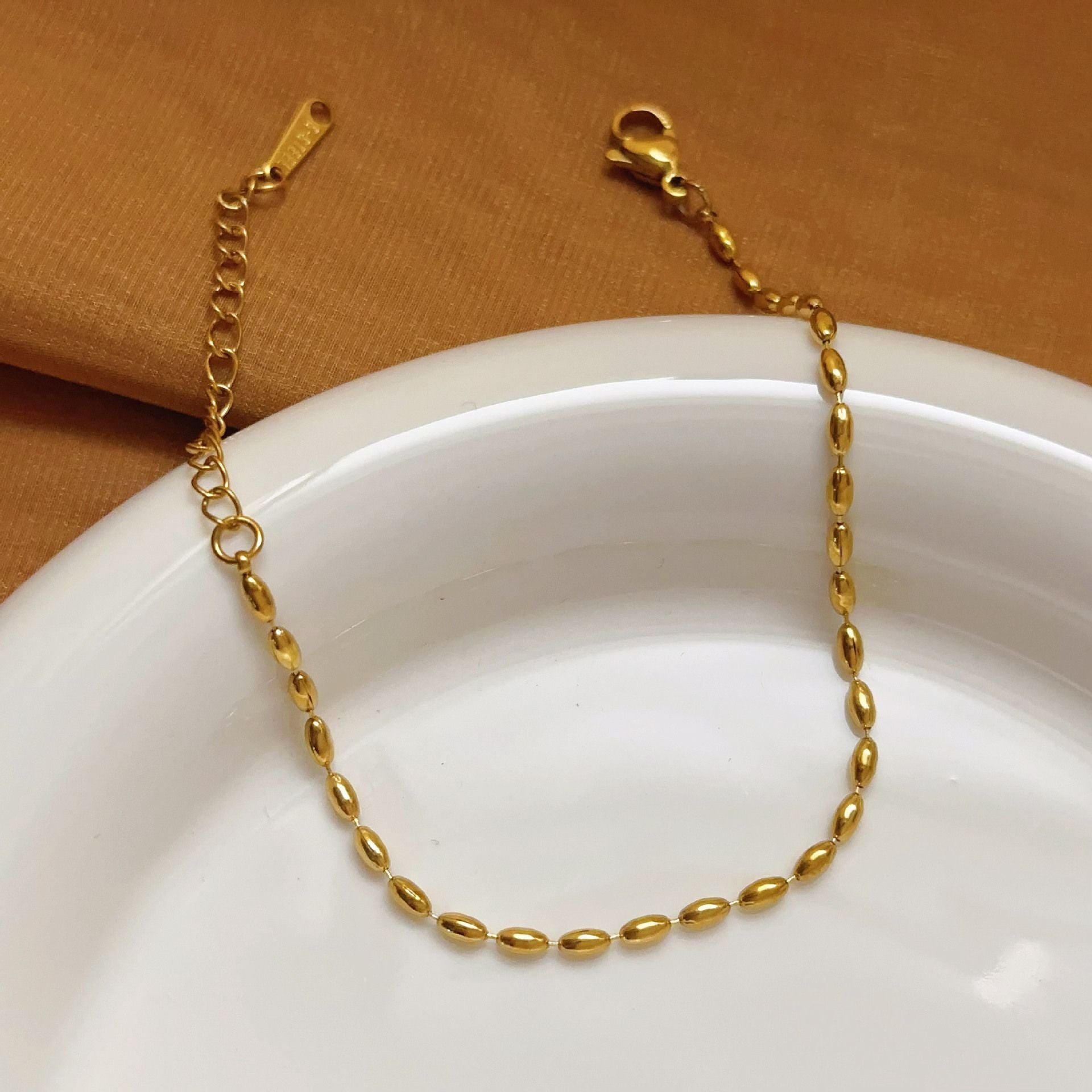 MYKI Gold Plated Oval Bead Chain Bracelet (MKBRAD644G-CSS)