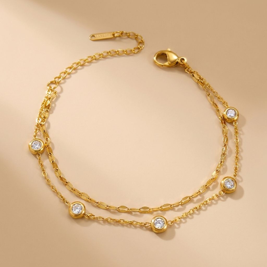 MYKI Gold Plated Double Layer Bracelet (MKBRAD646G-CSS)