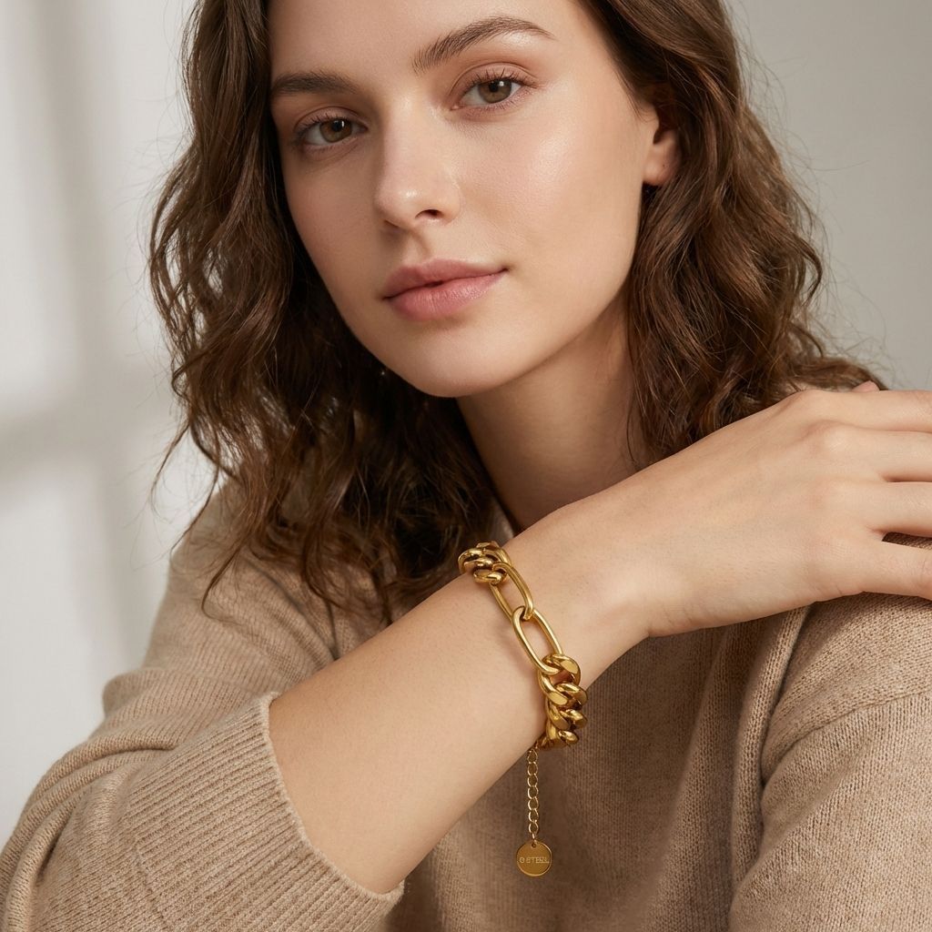 MYKI Gold Plated Chunky Link Bracelet (MKBRAD648G-CSS)