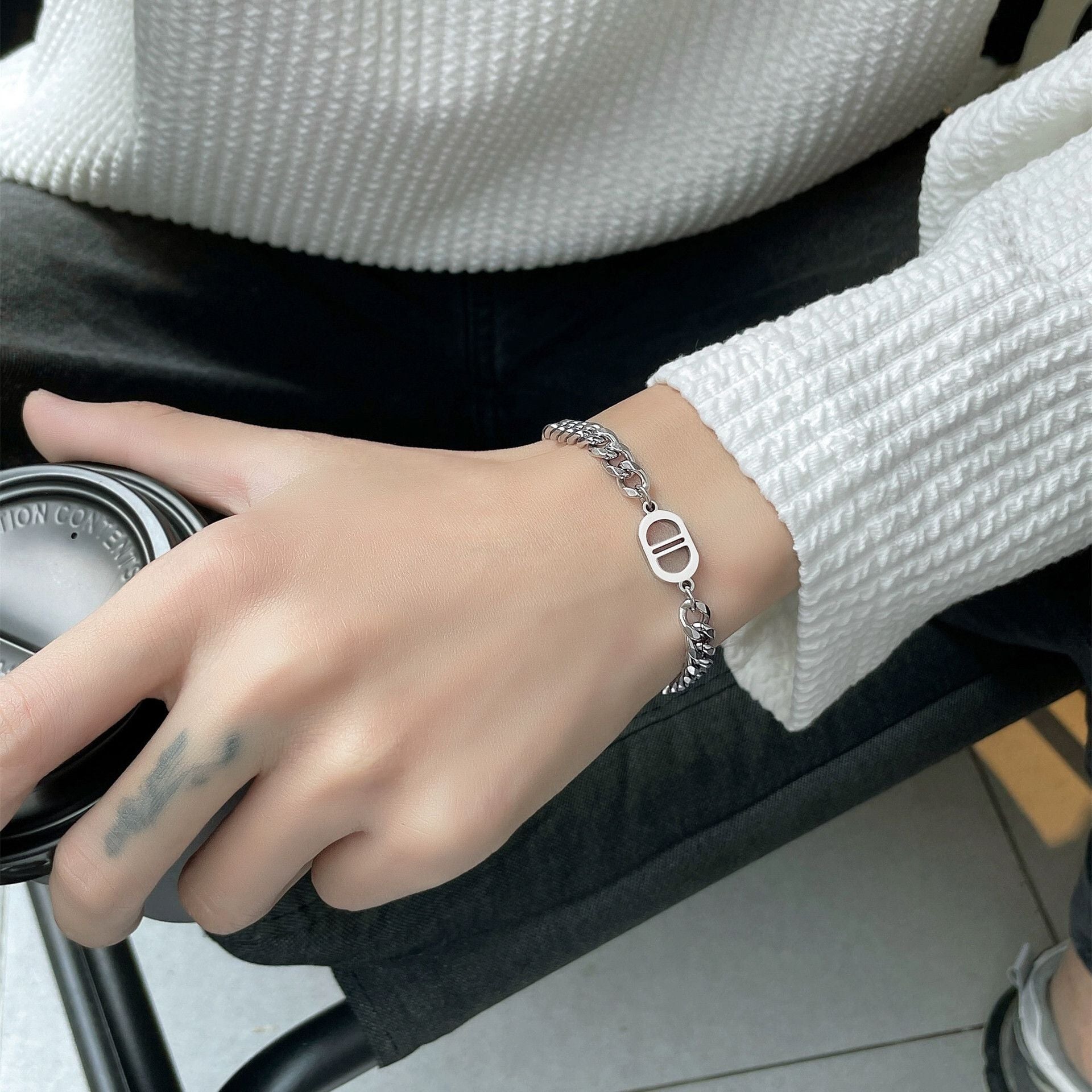 MYKI Silver Plated Chain Link Bracelet | Anti Tarnish Finish(MKBRAD707S-SSYI)