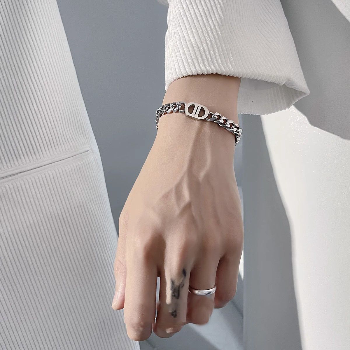 MYKI Silver Plated Chain Link Bracelet | Anti Tarnish Finish(MKBRAD707S-SSYI)