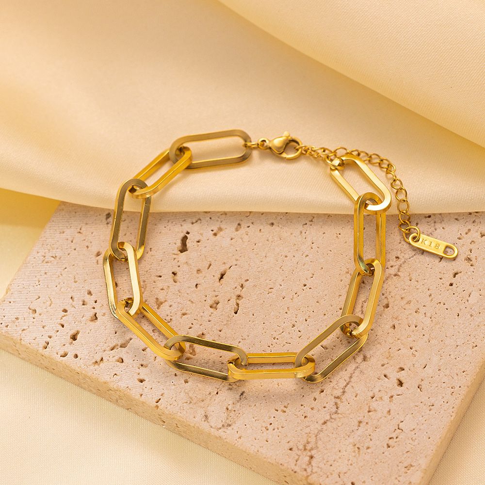 MYKI Gold Plated Paperclip Chain Bracelet | Anti Tarnish Finish(MKBRAD712G-SSYI)