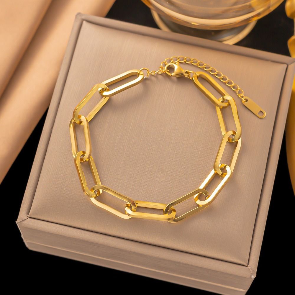MYKI Gold Plated Paperclip Chain Bracelet | Anti Tarnish Finish(MKBRAD712G-SSYI)