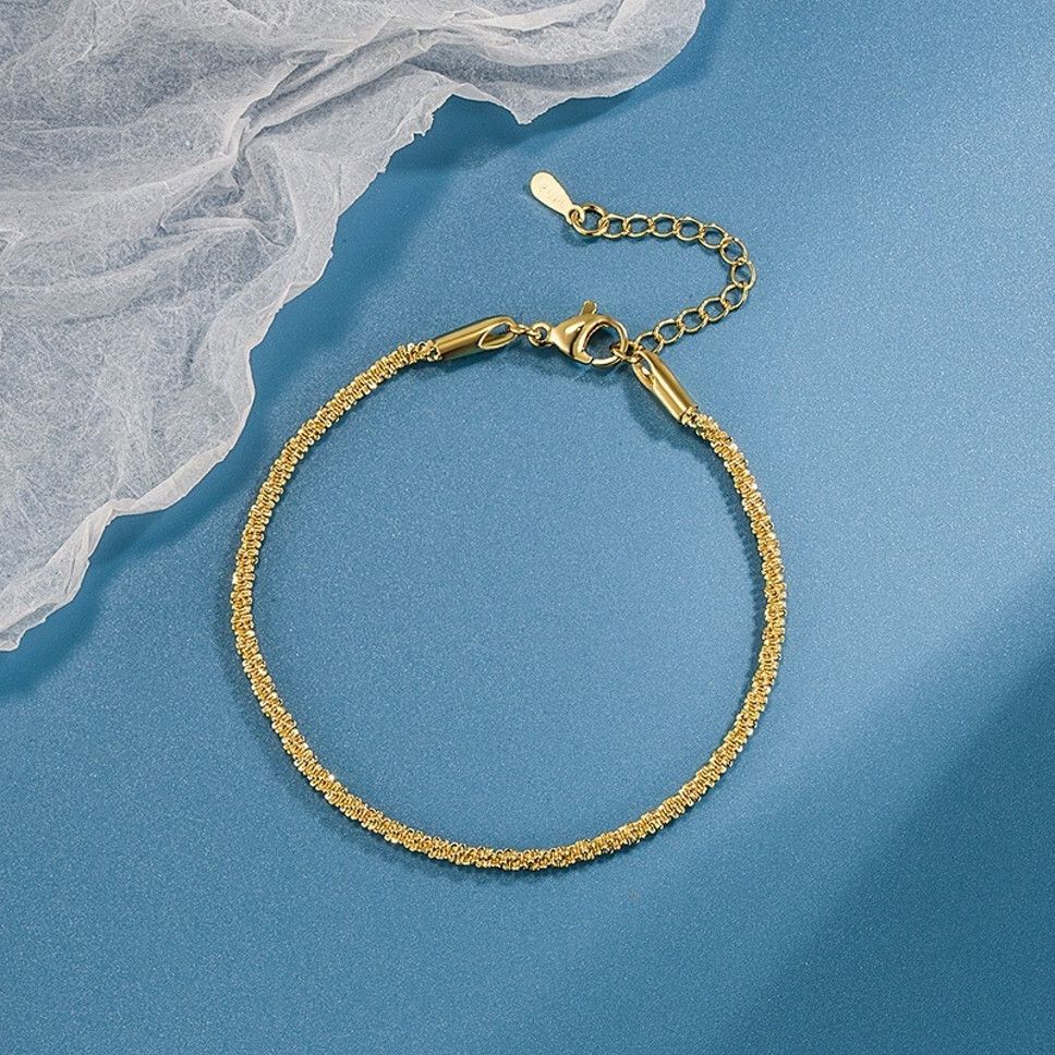MYKI Textured Dainty Bracelet(MKBRAD716-SSYI)