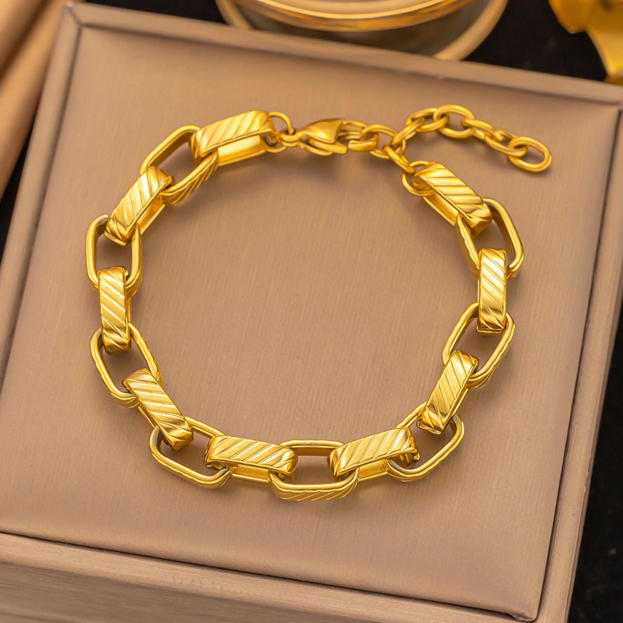 MYKI Textured Link Bracelet(MKBRAD720-SSYI)