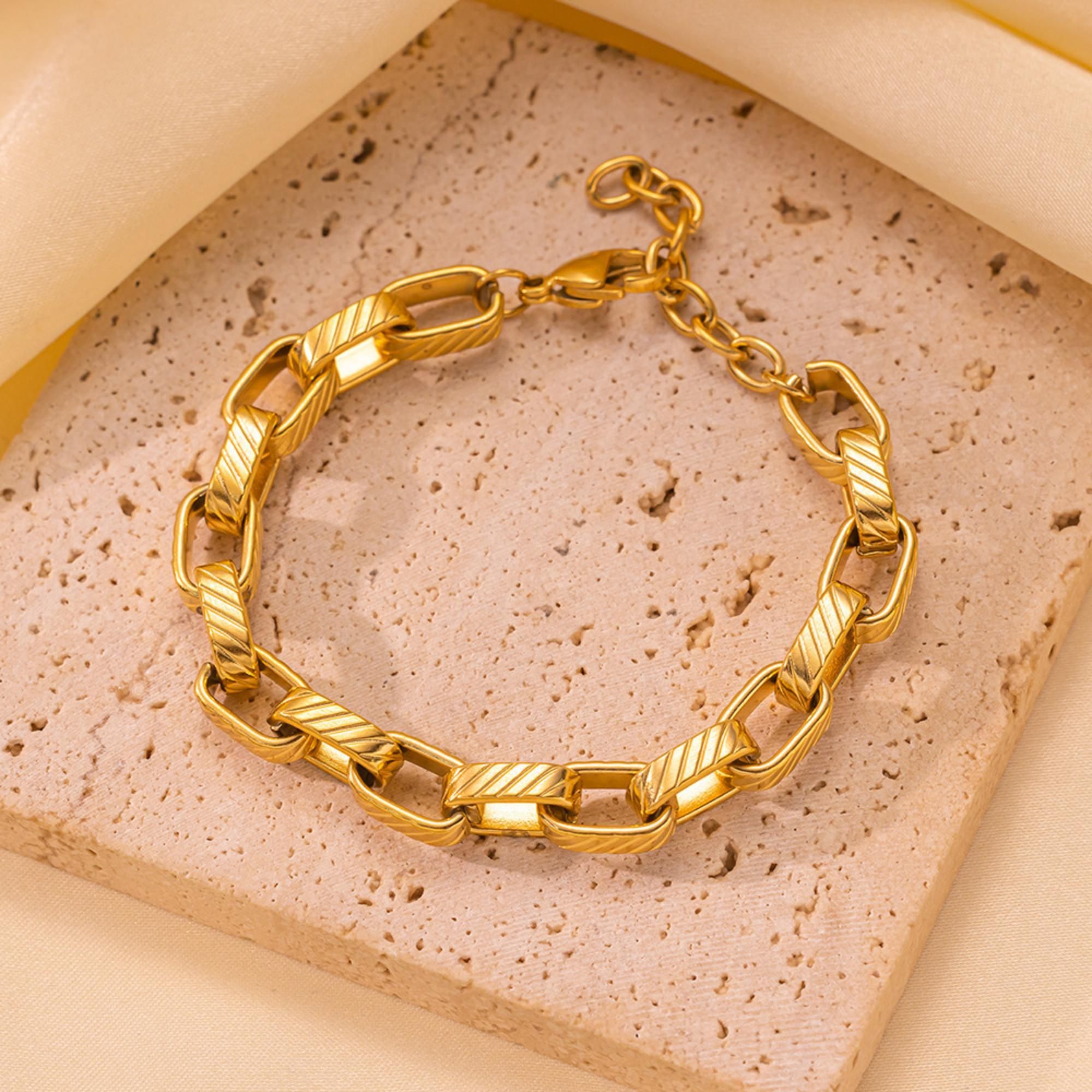 MYKI Textured Link Bracelet(MKBRAD720-SSYI)