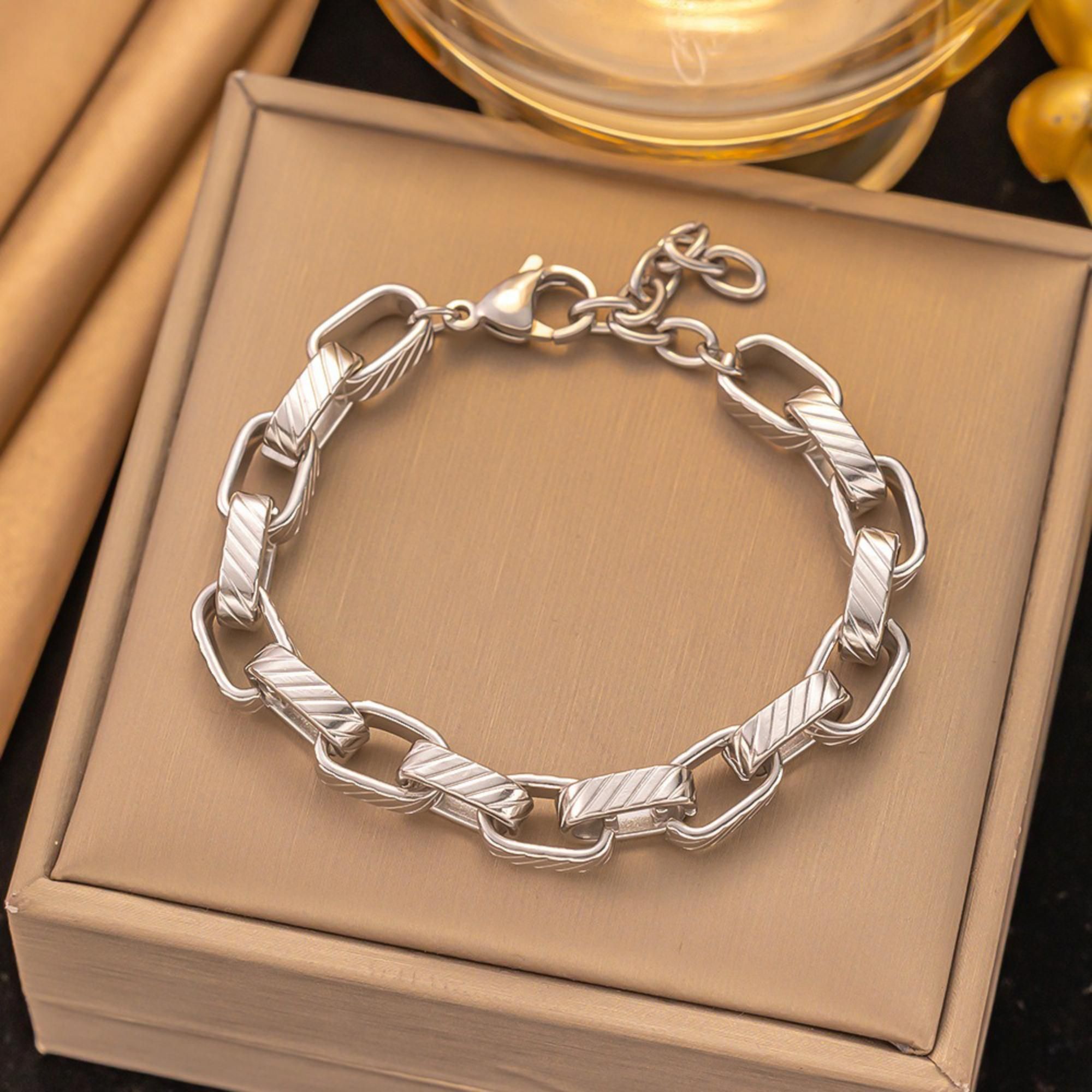 MYKI Textured Link Bracelet(MKBRAD720-SSYI)