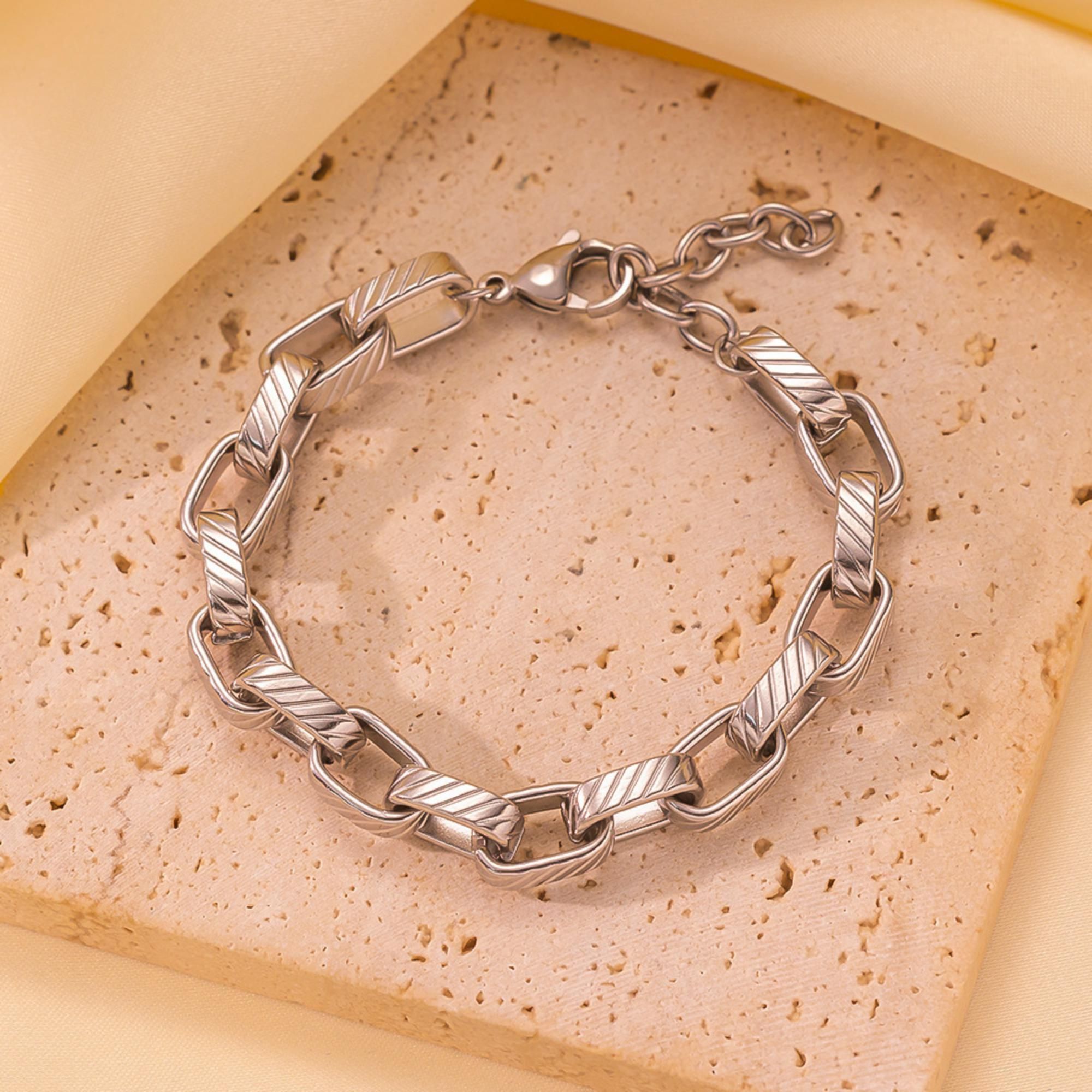 MYKI Textured Link Bracelet(MKBRAD720-SSYI)