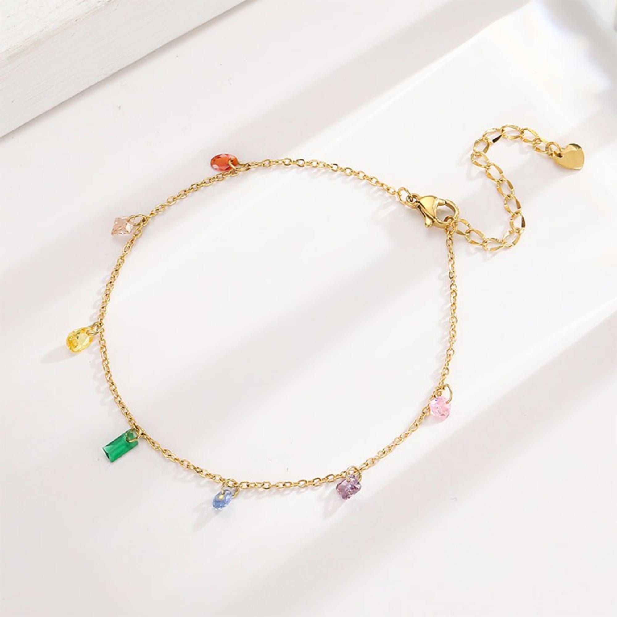 MYKI Gold-Plated Rainbow Charm Bracelet | Colorful Minimal Design(MKBRAD725G-SSYI)
