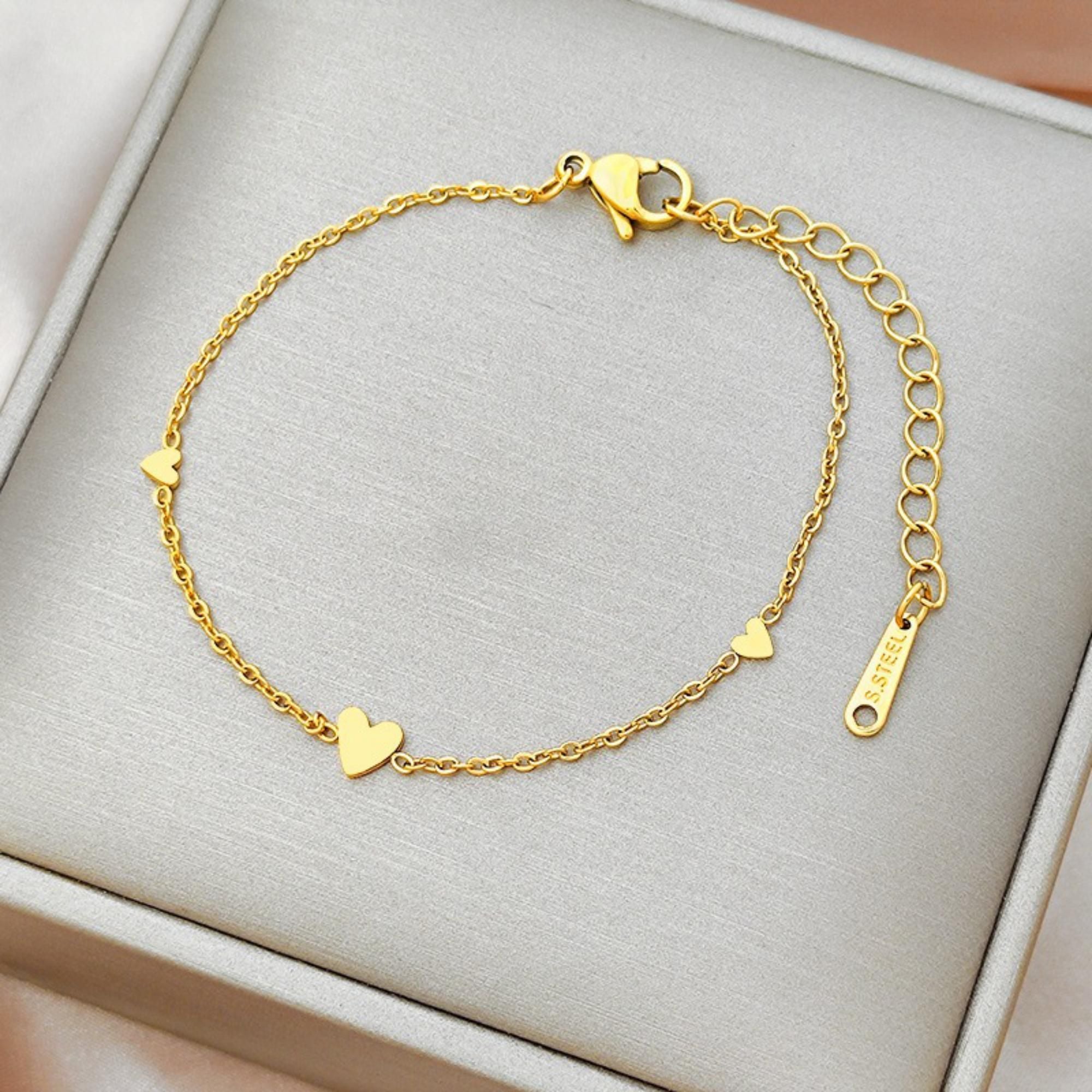 MYKI Gold-Plated Heart Charm Bracelet | Anti-Tarnish(MKBRAD726G-SSYI)