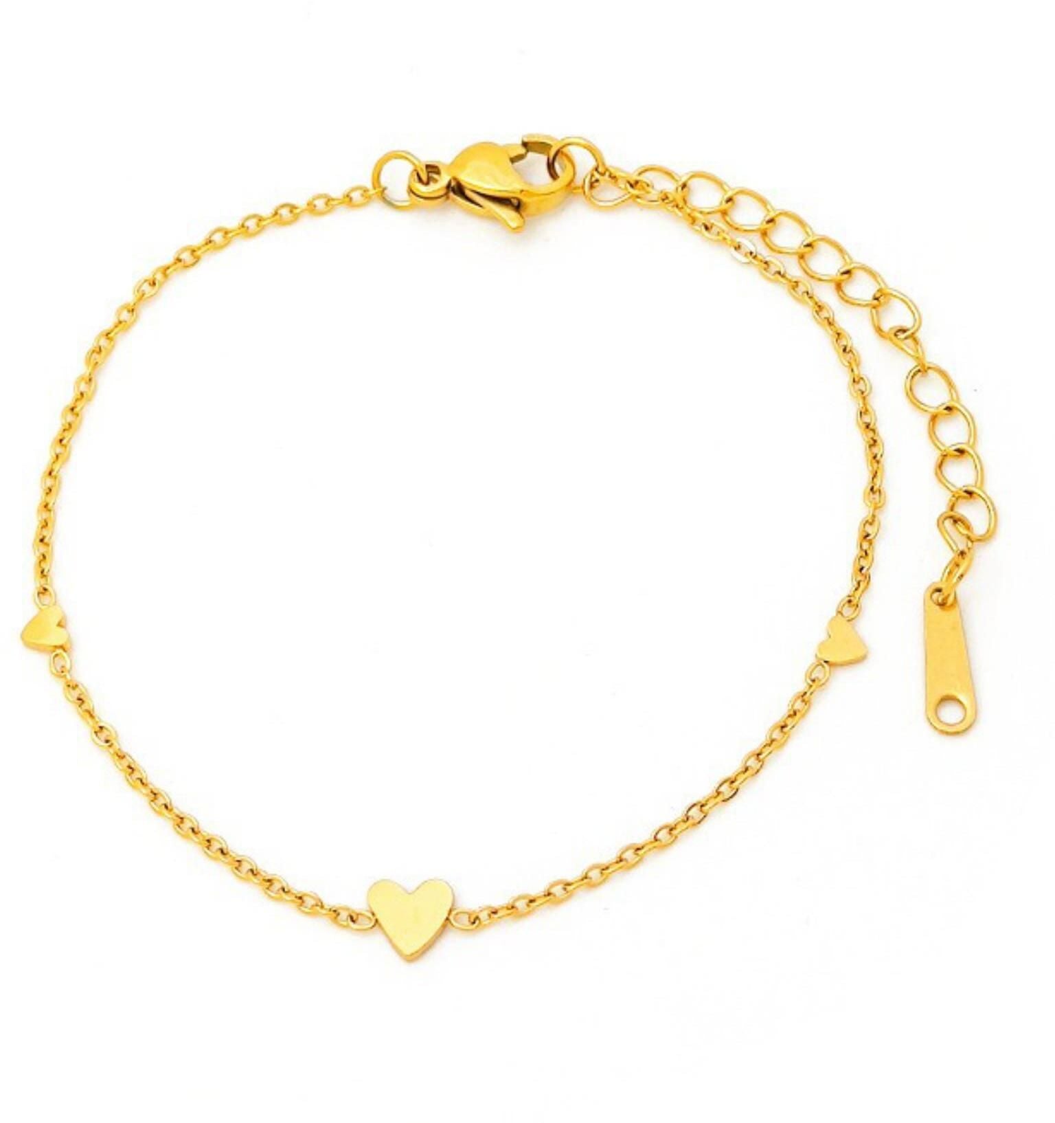 MYKI Gold-Plated Heart Charm Bracelet | Anti-Tarnish(MKBRAD726G-SSYI)