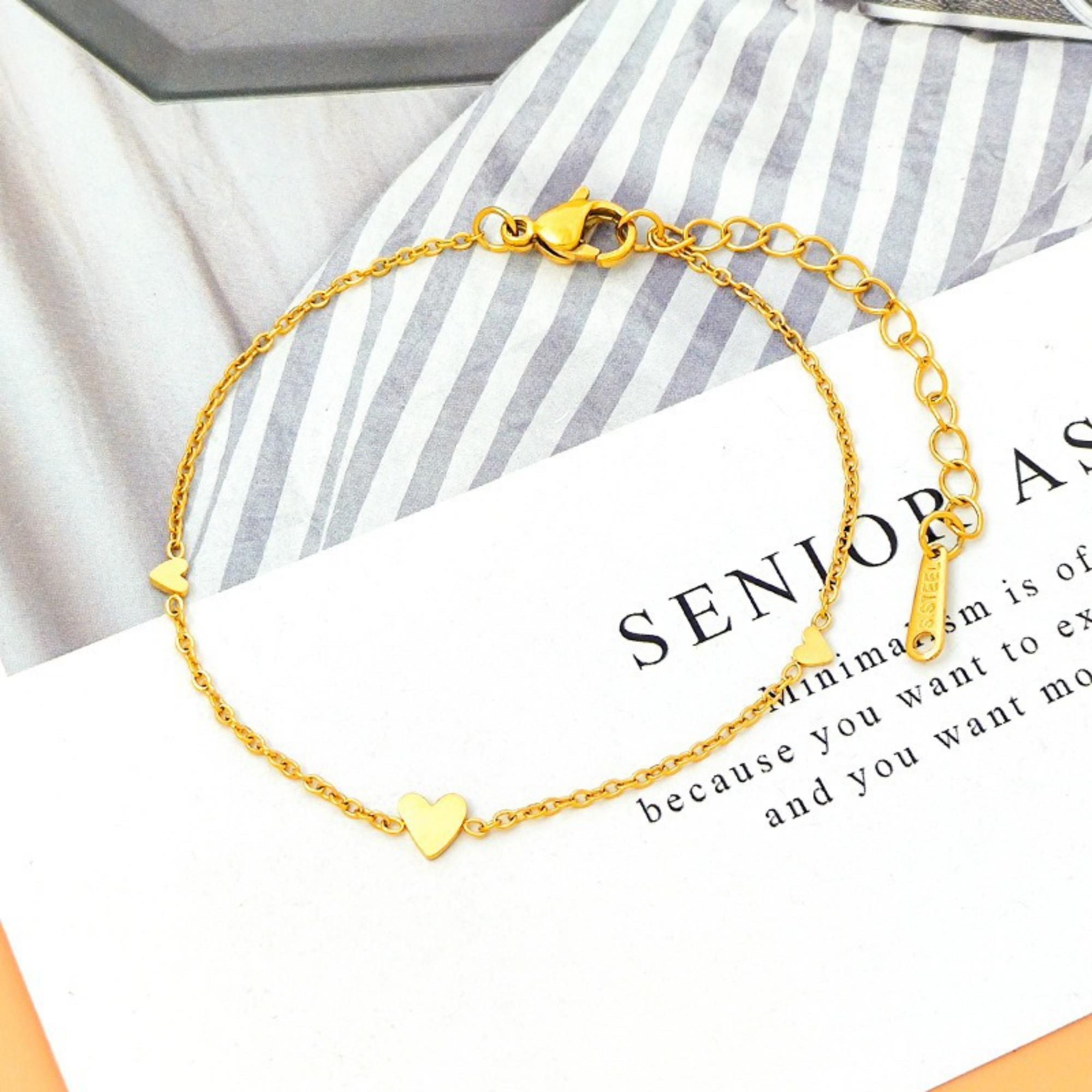 MYKI Gold-Plated Heart Charm Bracelet | Anti-Tarnish(MKBRAD726G-SSYI)