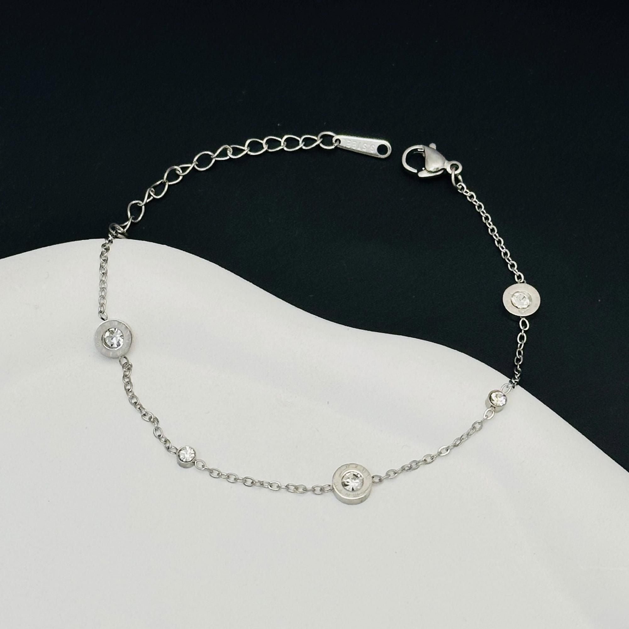 MYKI Silver Crystal Stone Charm Bracelet | Anti-Tarnish(MKBRAD728G-SSYI)