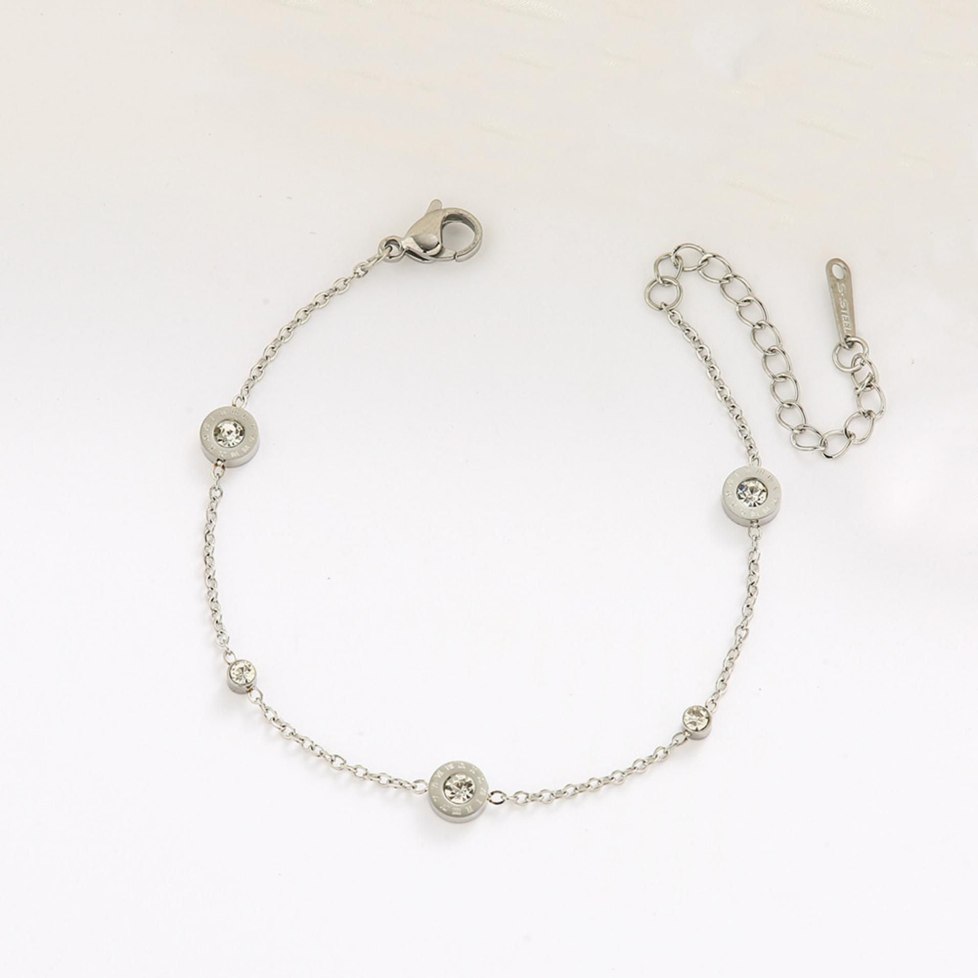 MYKI Silver Crystal Stone Charm Bracelet | Anti-Tarnish(MKBRAD728G-SSYI)