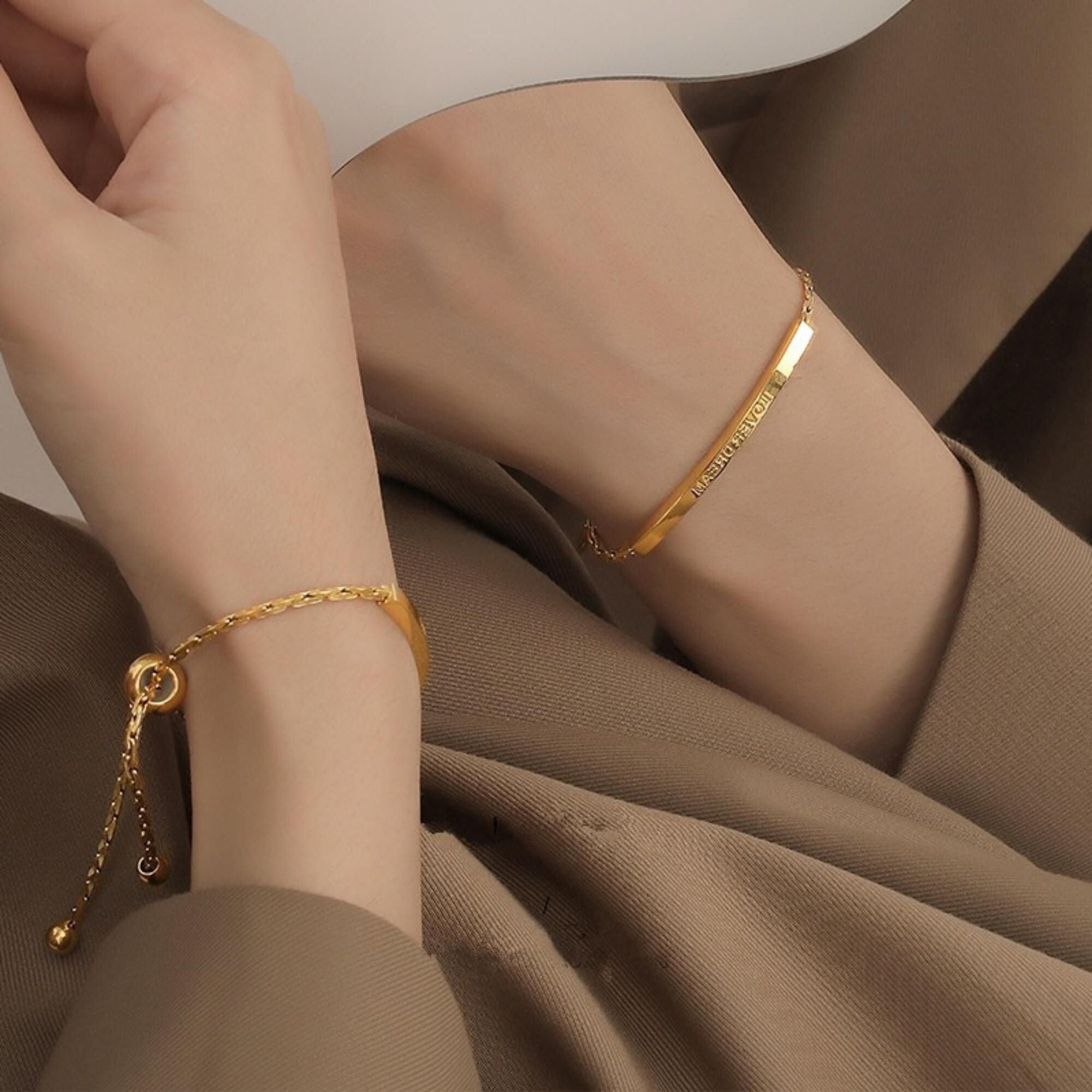 MYKI Gold-Plated Adjustable Bar Bracelet | Lover Dream(MKBRAD729G-SSYI)