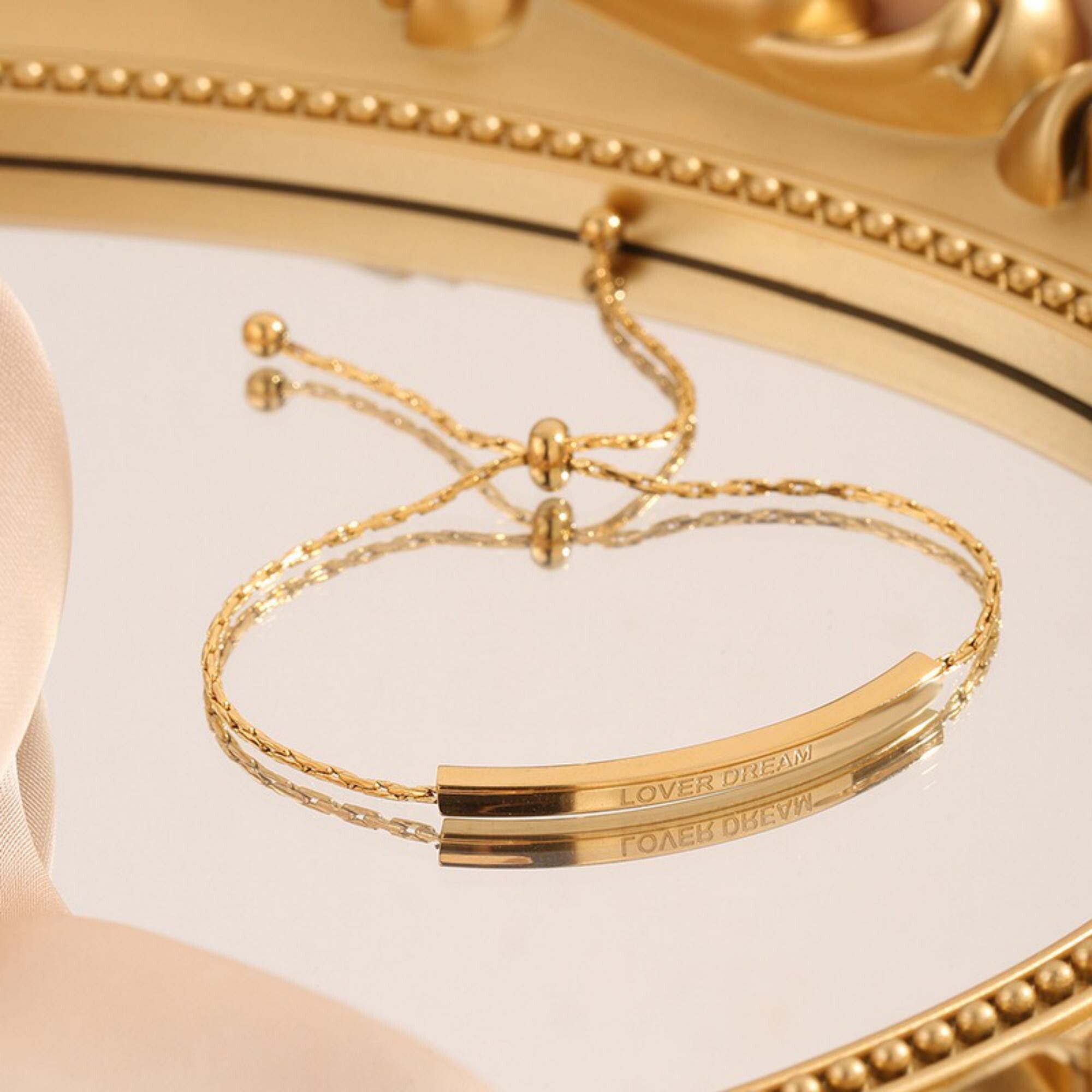 MYKI Gold-Plated Adjustable Bar Bracelet | Lover Dream(MKBRAD729G-SSYI)