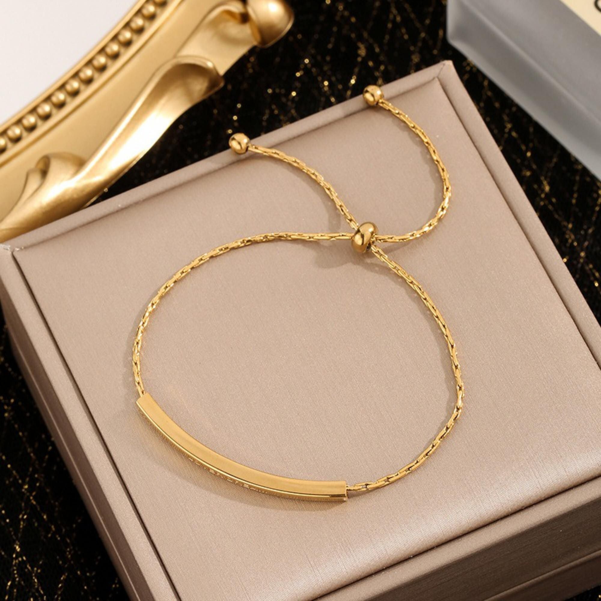 MYKI Gold-Plated Adjustable Bar Bracelet | Lover Dream(MKBRAD729G-SSYI)