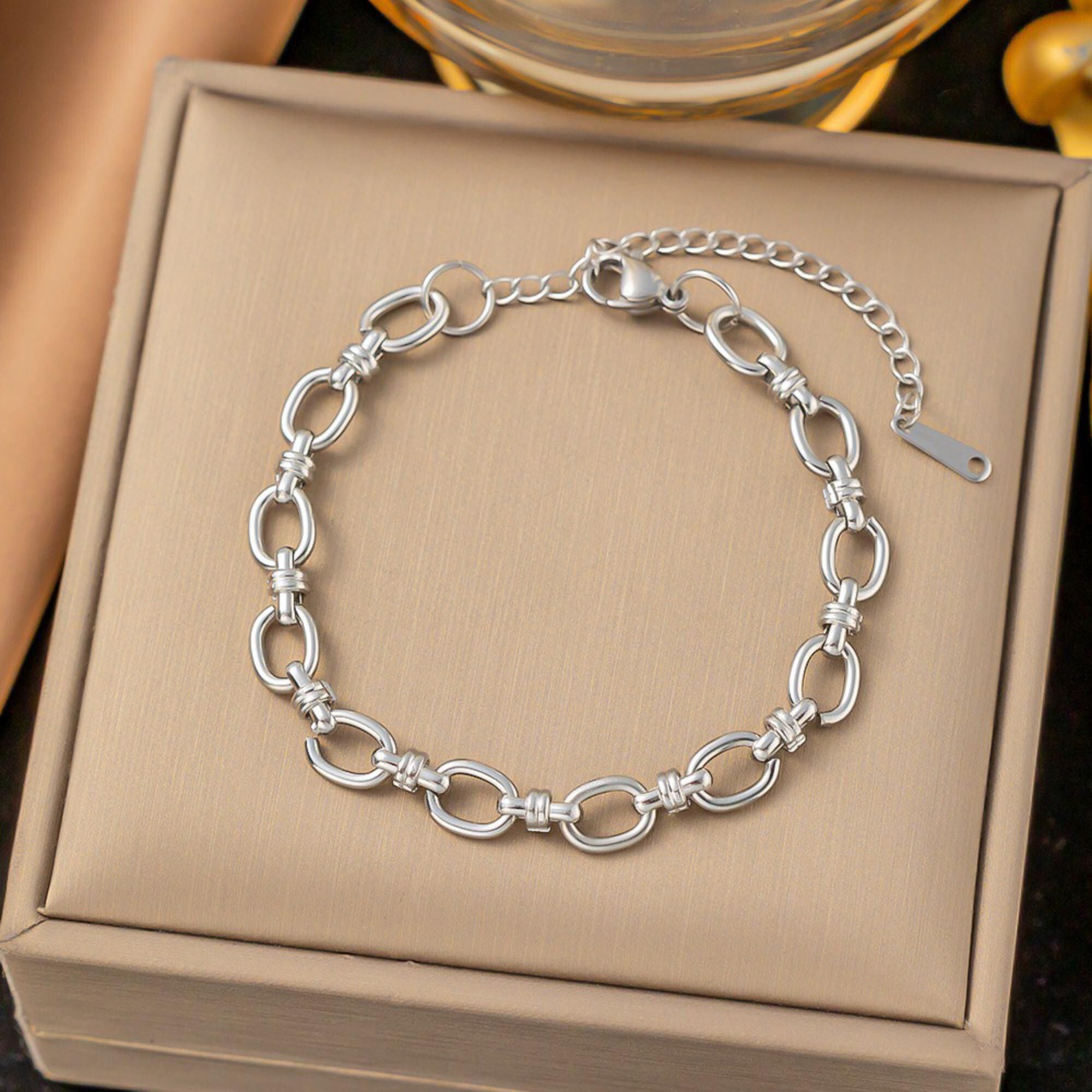 MYKI Stainless Steel Link Bracelet | Anti-Tarnish(MKBRAD731-SSYI)
