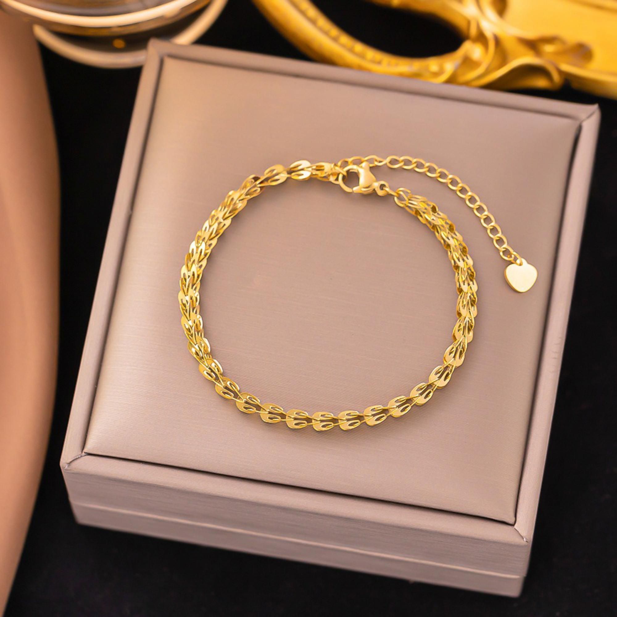 MYKI Gold-Plated Textured Chain Bracelet | Anti-Tarnish(MKBRAD732G-SSYI)