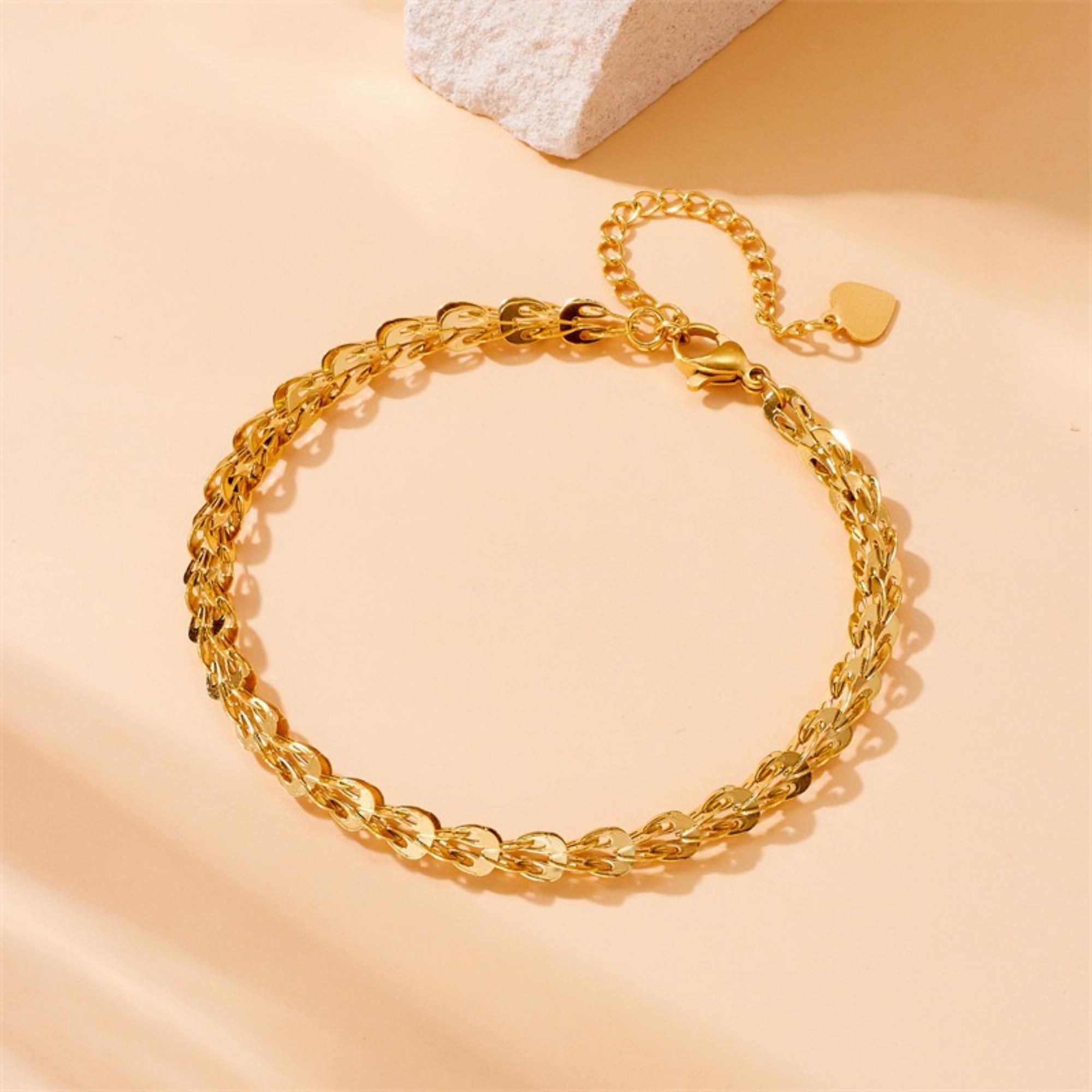 MYKI Gold-Plated Textured Chain Bracelet | Anti-Tarnish(MKBRAD732G-SSYI)