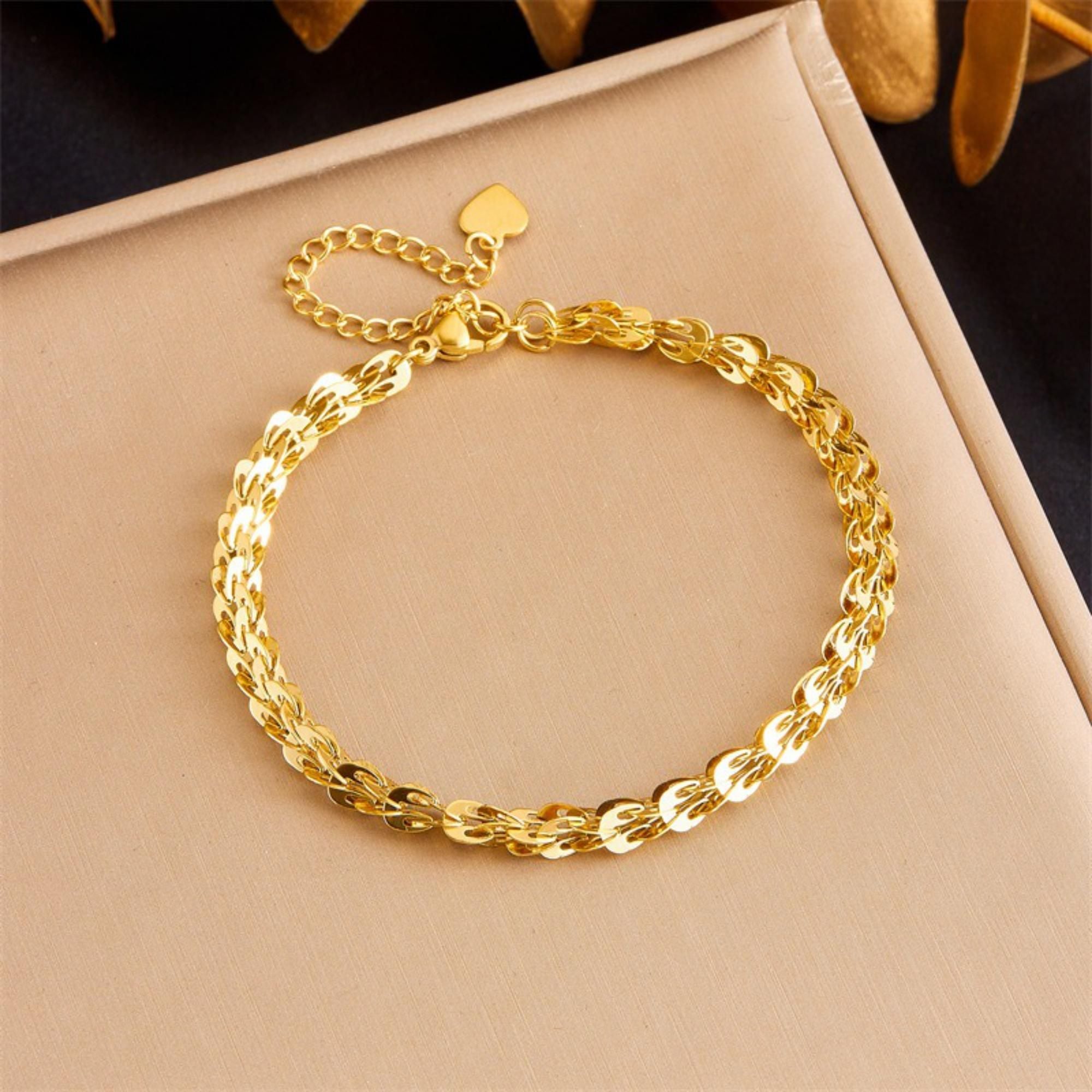 MYKI Gold-Plated Textured Chain Bracelet | Anti-Tarnish(MKBRAD732G-SSYI)
